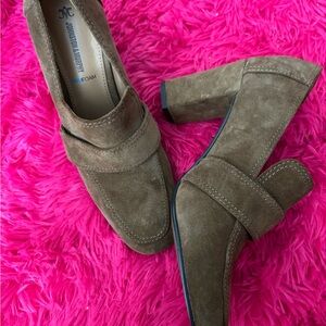 Johnston & Murphy Tan Suede Heeled Loafers